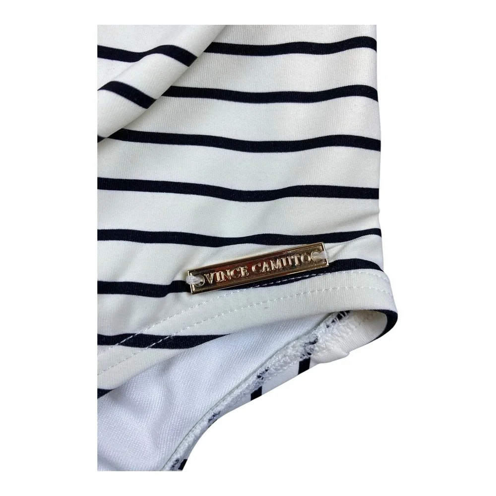 Vince Camuto Bathing Swimwear Womans Sz‎ 12 Stripes White Black Print Swimsuit